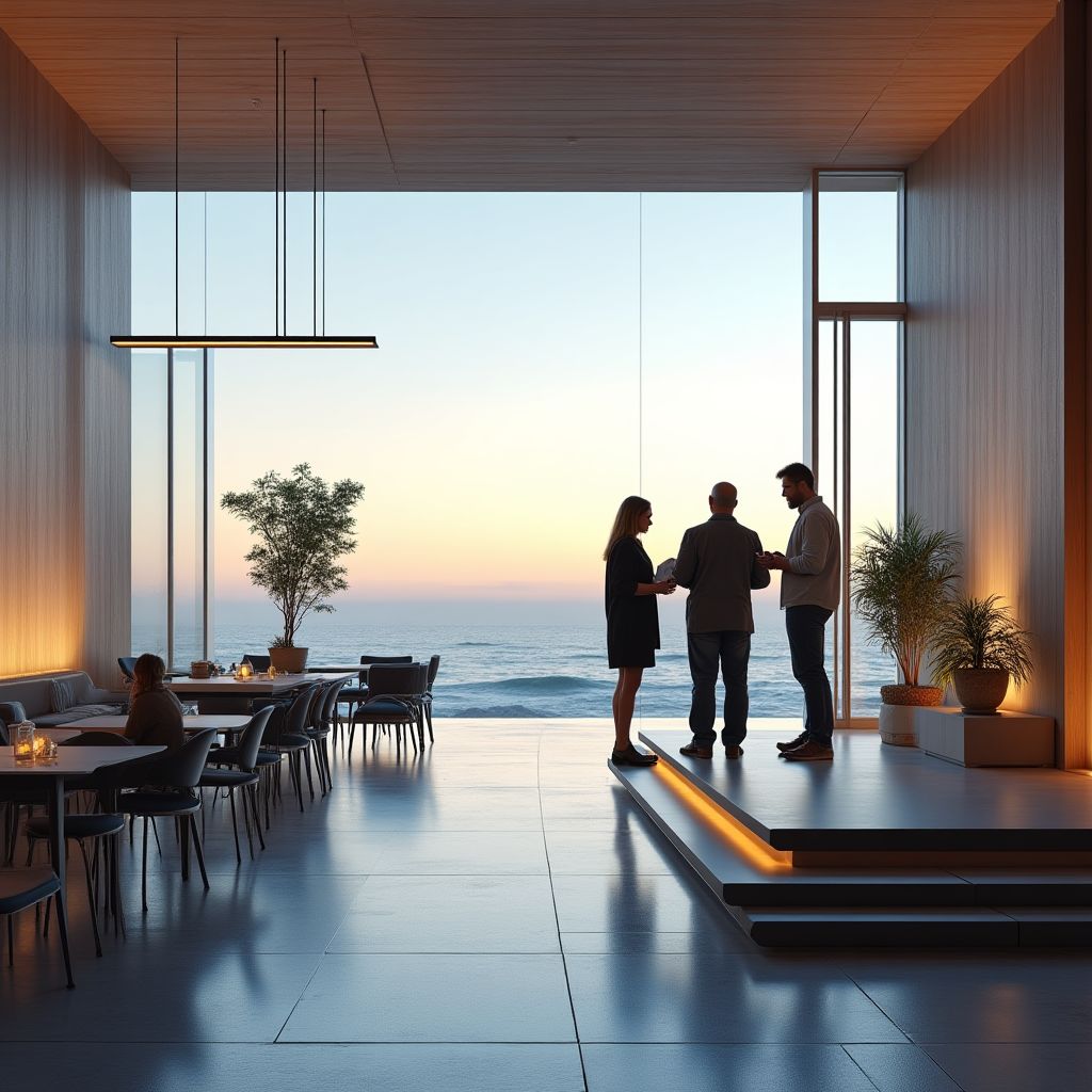 Architects reviewing beach house designs